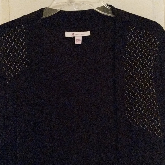 JM Collections, black nylon, cardigan. Med. - Picture 3 of 8